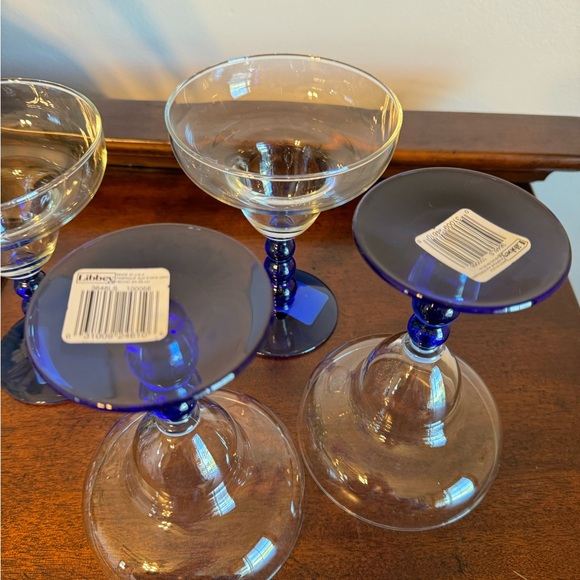 MCM LIBBEY METROPOLIS BLUE MARGARITA GLASSES STEMWARE - SET OF 4. NEW WITH TAGS - Picture 4 of 11